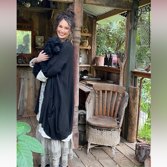 Harper Pure Linen Coat Jacket - Black - NWT - LG/XL - Picture 3 of 4